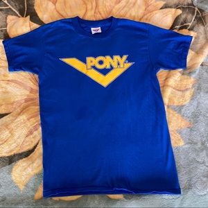 Vtg Single Stitch PONY Brand T Shirt Blue Size M